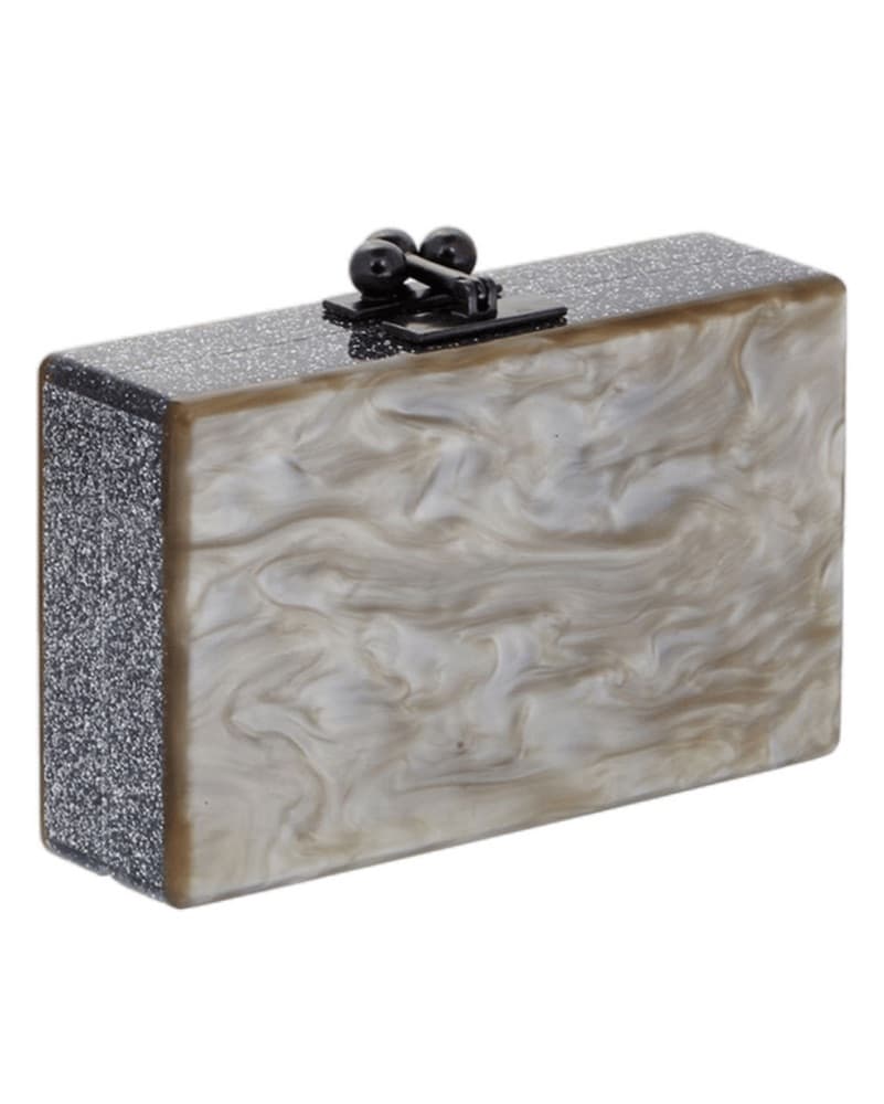 Edie Parker Jean Silver Glitter Box Clut - Image 1
