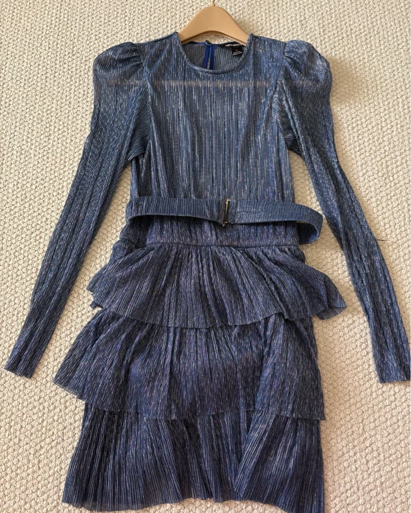 Sabina Musayev Sparkly Belted Long Sleeve Dress - Image 3
