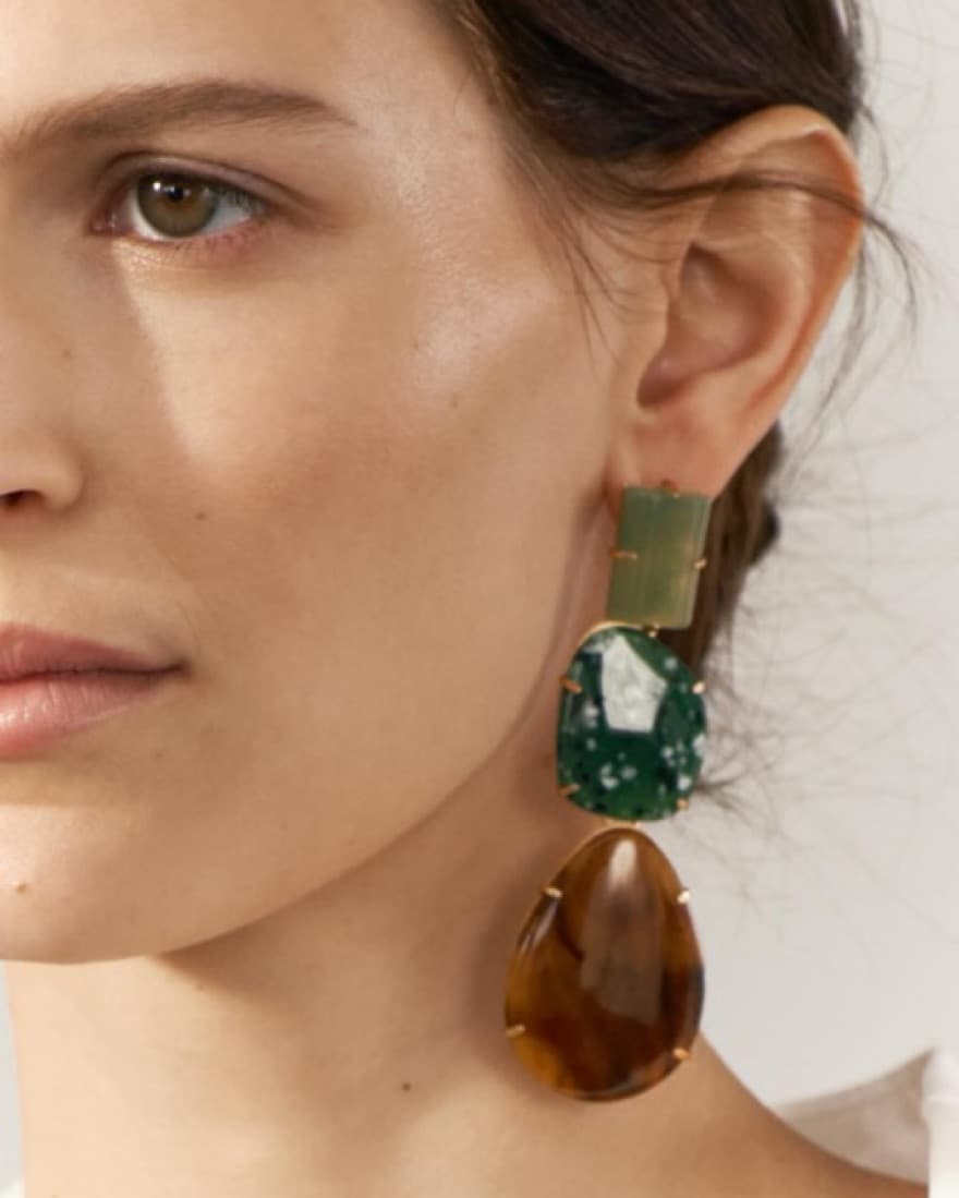 Green Jewel Drop Earrings - Image 3