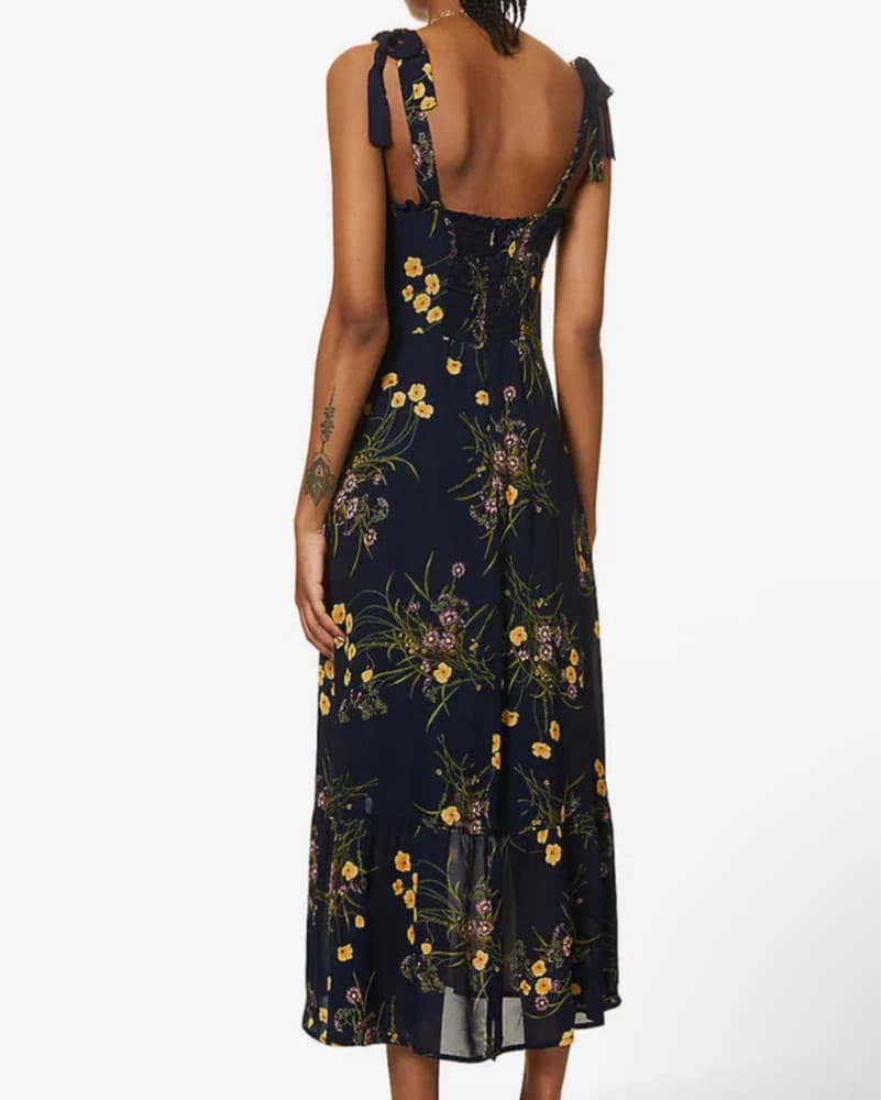 Reformation Navy Floral Midi Dress - Image 4