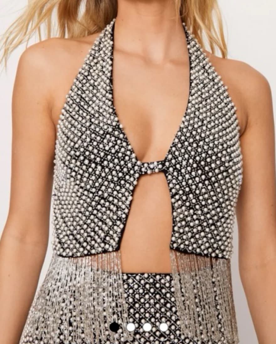 Nasty Gal Beaded Embellished Crop Top - Image 1
