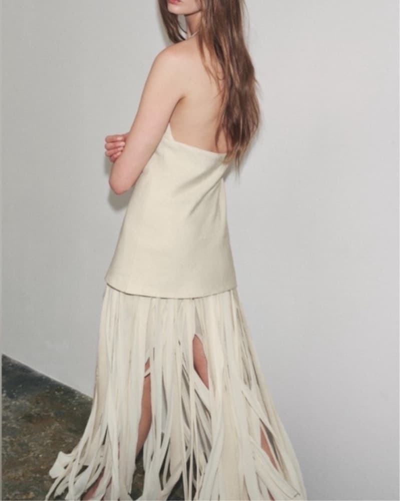 White Zara Fringe Dress - Image 2