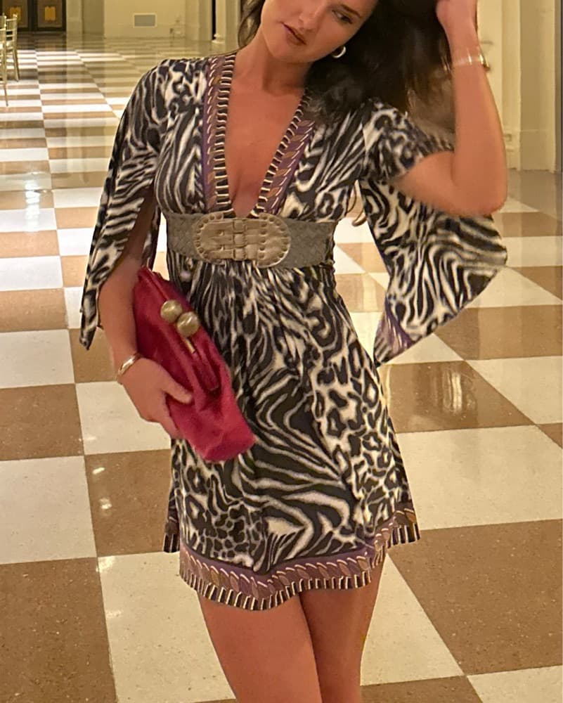 Leopard Print Silk Cocktail Dress - Image 5