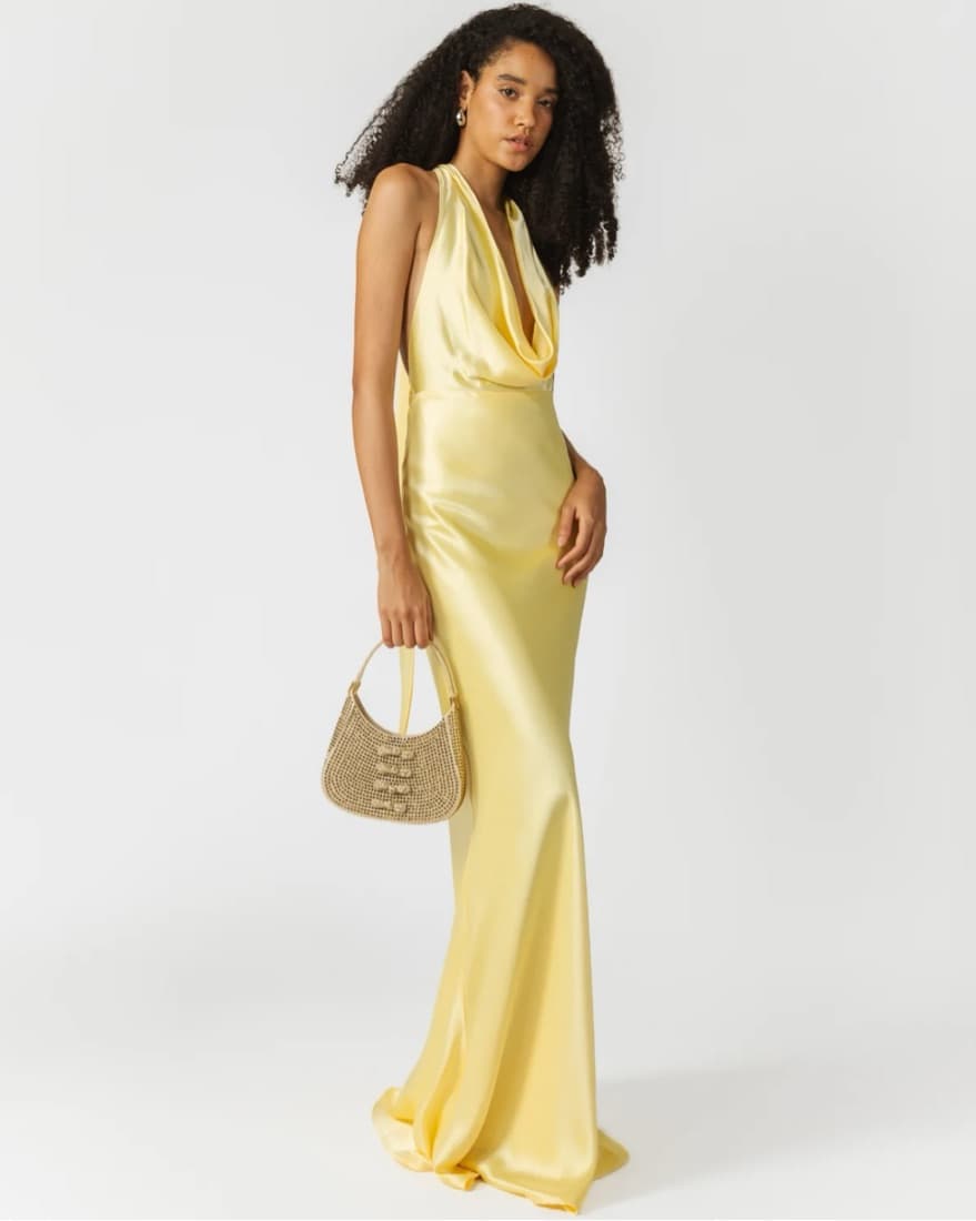 Sau Lee Pearl Satin Yellow Gown 💛 - Image 4