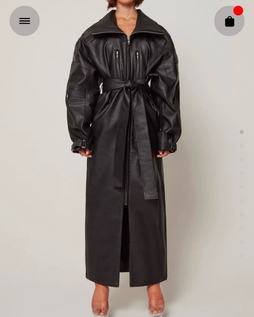 Khy Faux Leather Long Coat - Image 5