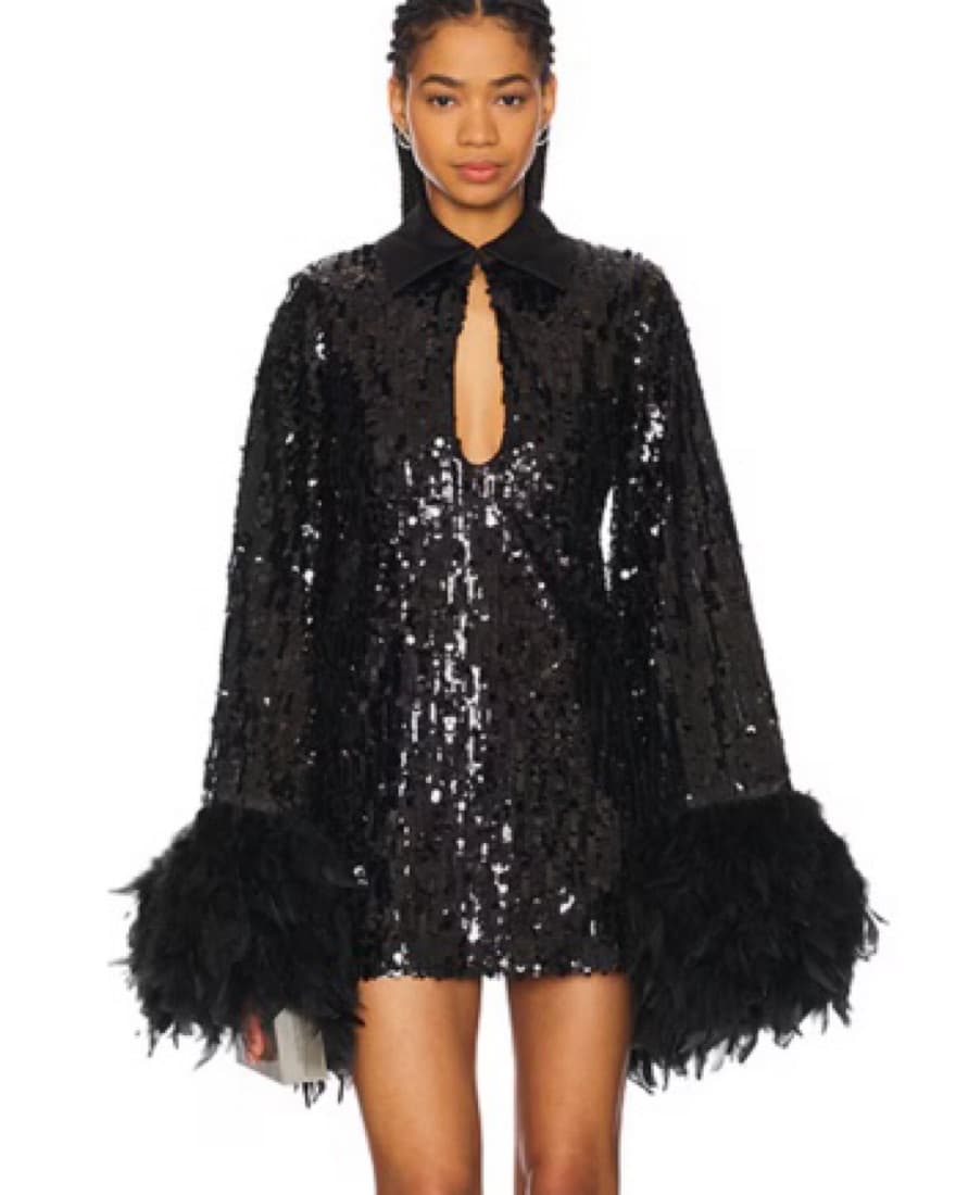 Farah Sequin Mini Dress in Black - Image 2