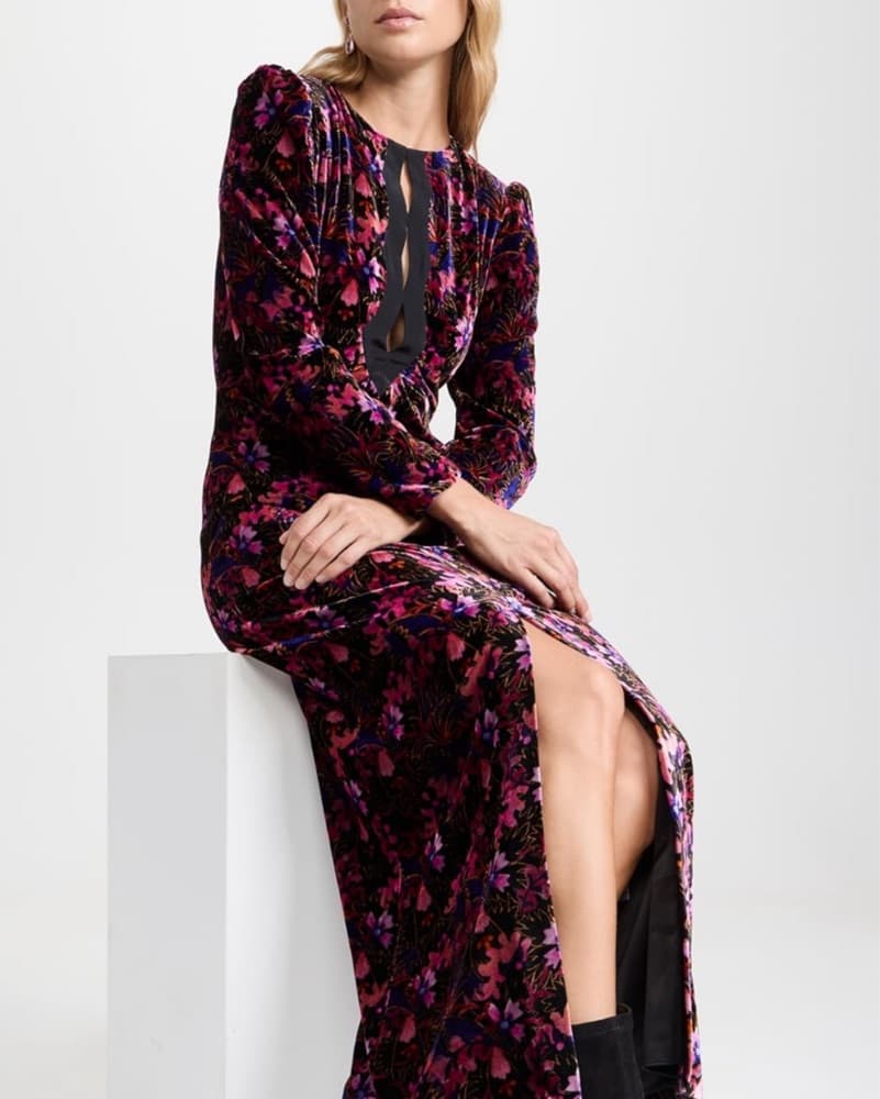 Floral Velvet Maxi Dress - Image 1