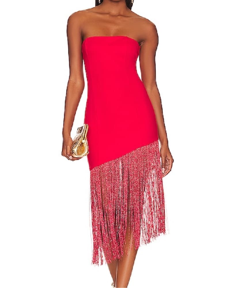 Superdown Cleo Strapless Dress Red - Image 1