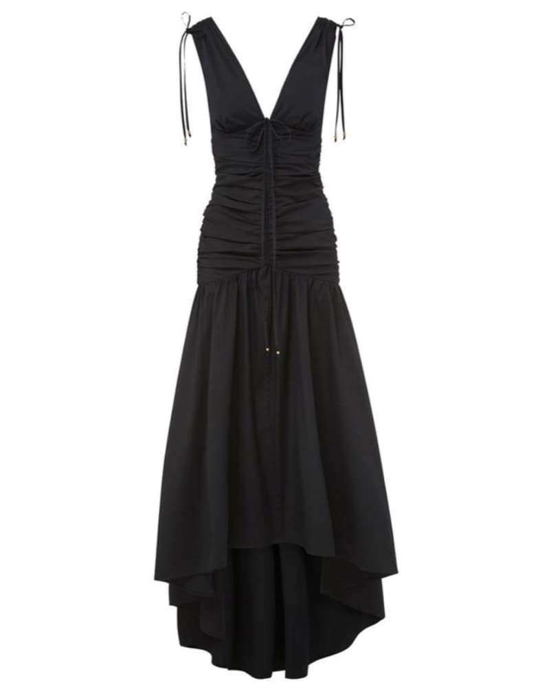 Veronica Beard Perrin Ruched V-Neck Maxi - Image 1