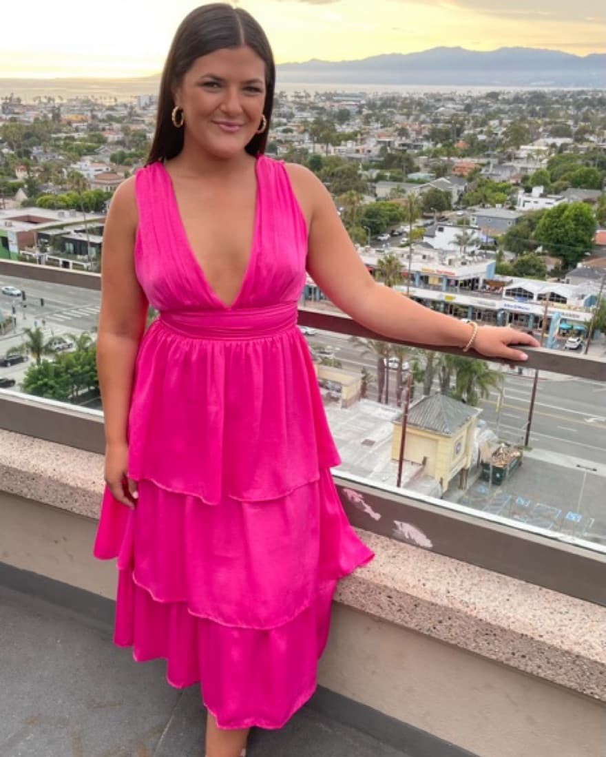 Hot Pink Satin Dress - Image 2
