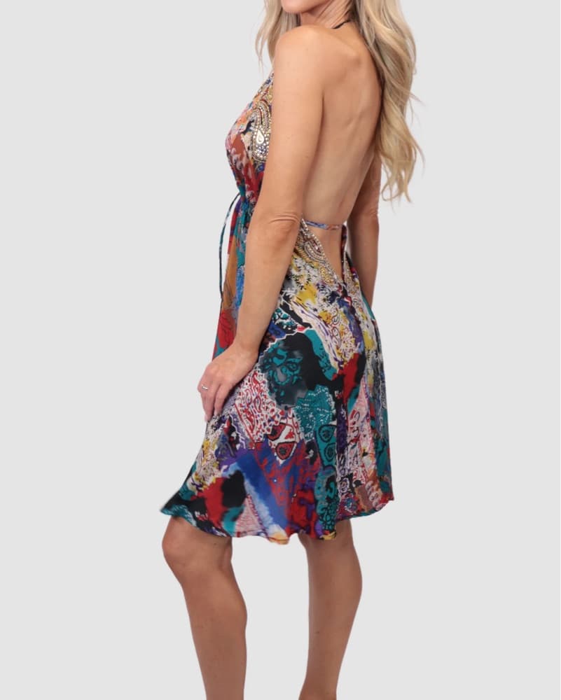 Vibrant Paisley Halter Dress - Image 2