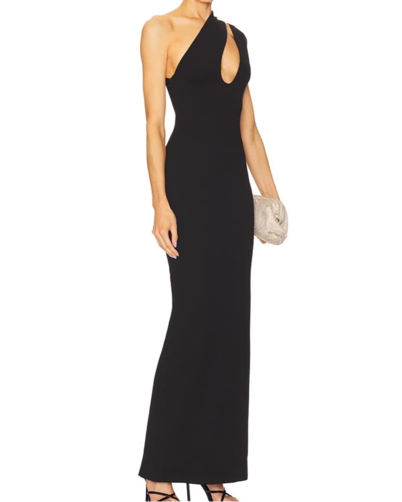 Sleek One-Shoulder Black Gown - Image 2