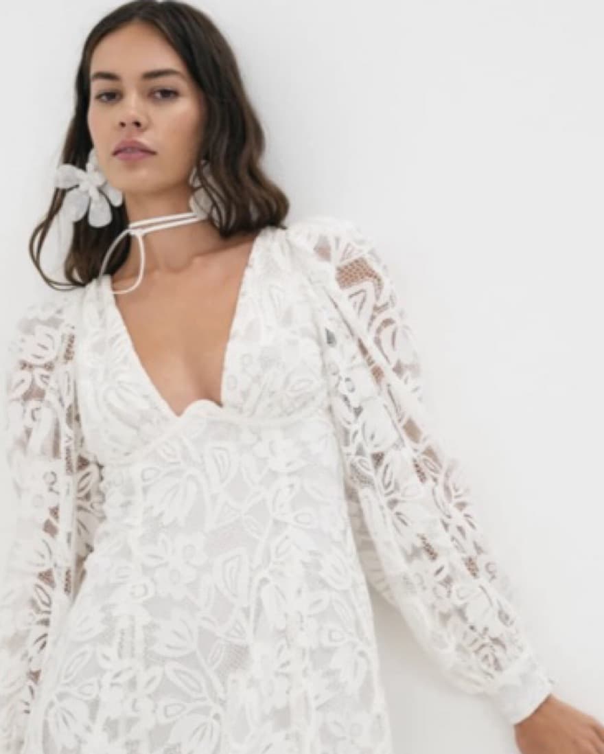 ForLove&Lemons White Puff Sleeve Dress - Image 2