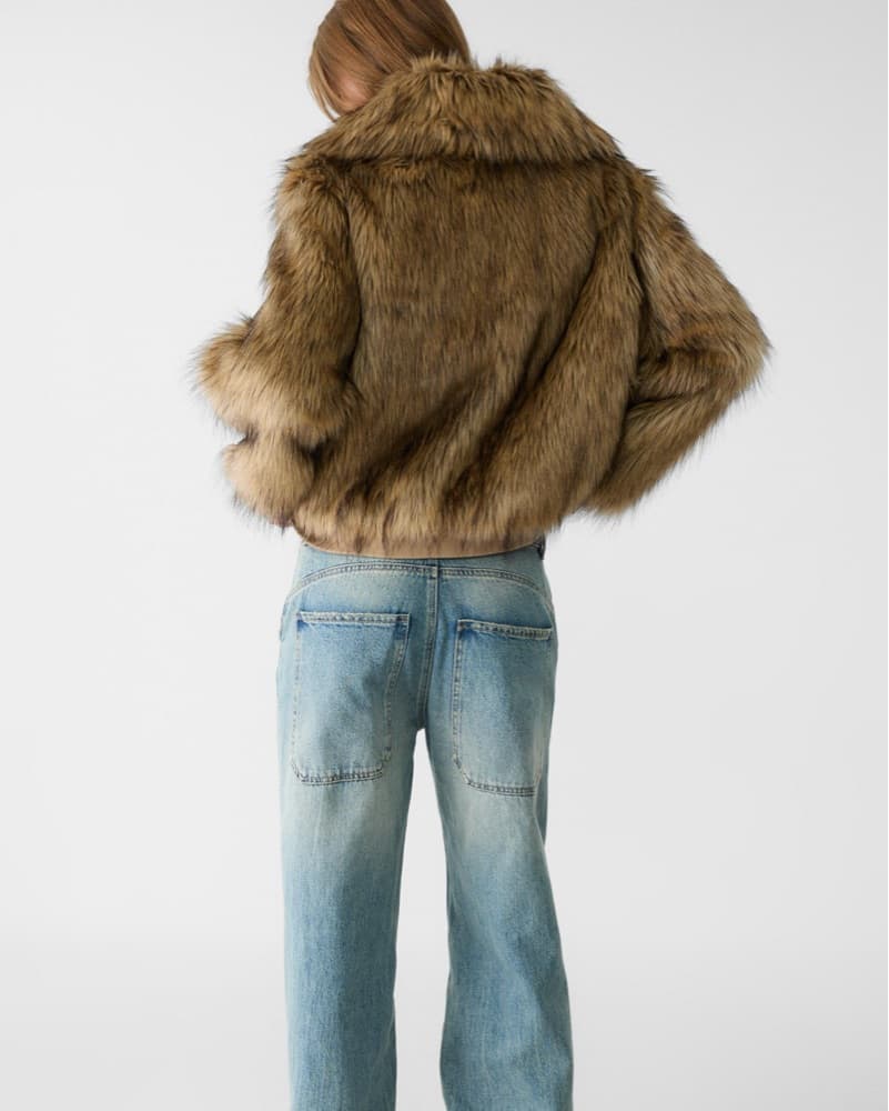 stradivarius Faux Fur Coat - Image 4