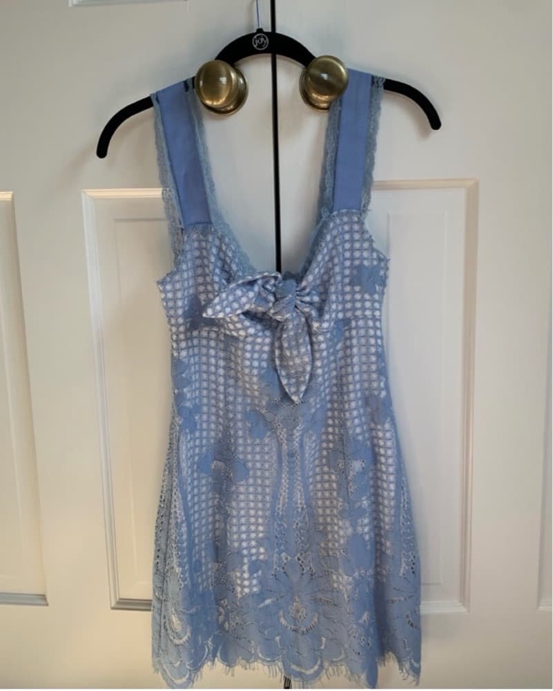 Alice McCall Blue Lace Mini Dress - Image 2