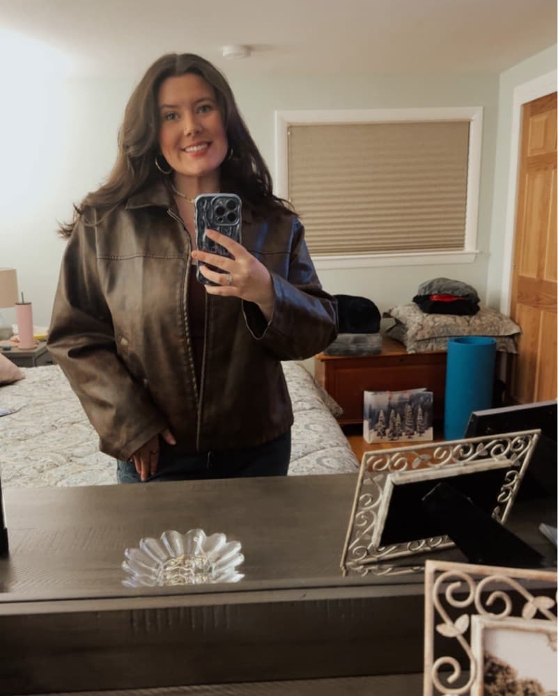 Brown Vegan Leather Car Jacket  - Image 3