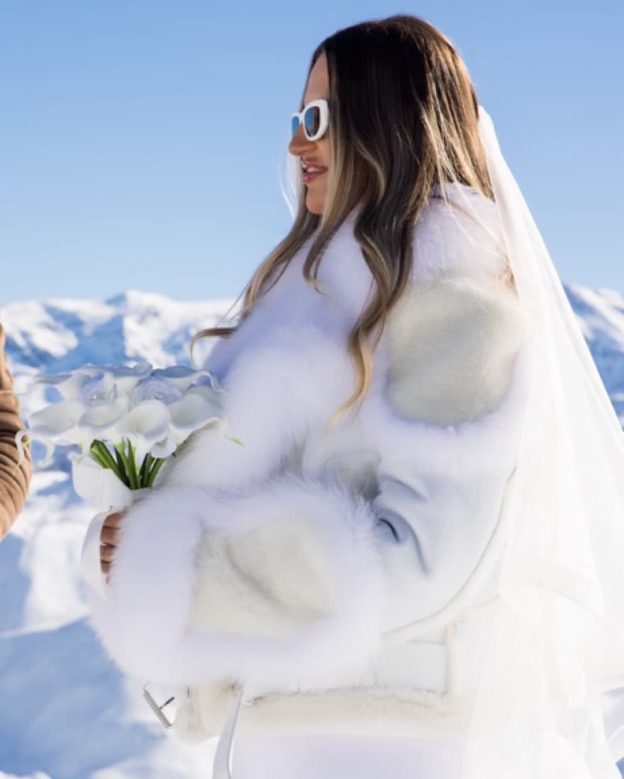 White real Fox Fur Shearling Coat - Image 1