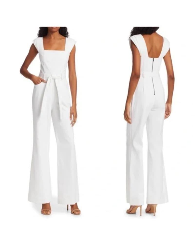 Alice + Olivia White Denim Jumpsuit - Image 2