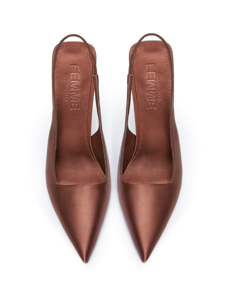 Femme LA G63 Slingback Chocolate Satin - Image 3