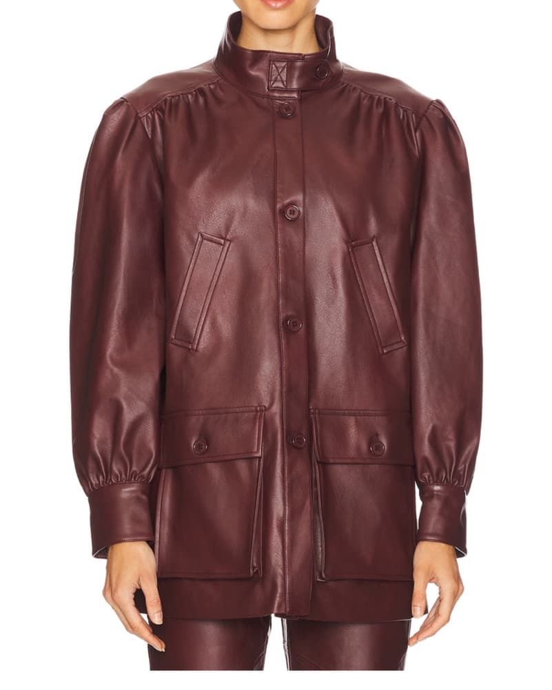 Burgundy Leather Coat & Skirt Set - Image 5