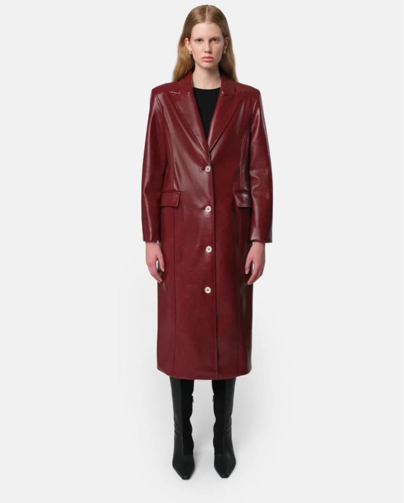 Apparis Burgundy Faux Leather Coat - Image 2