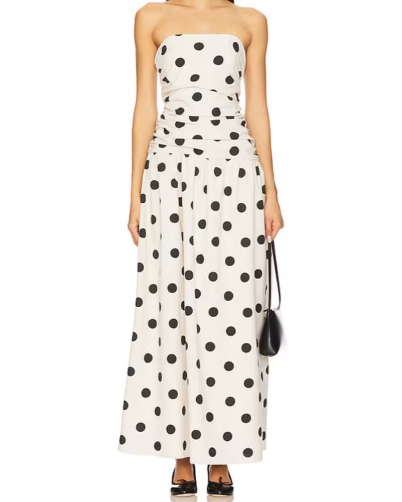 Polka Dot Strapless Dress - Image 2