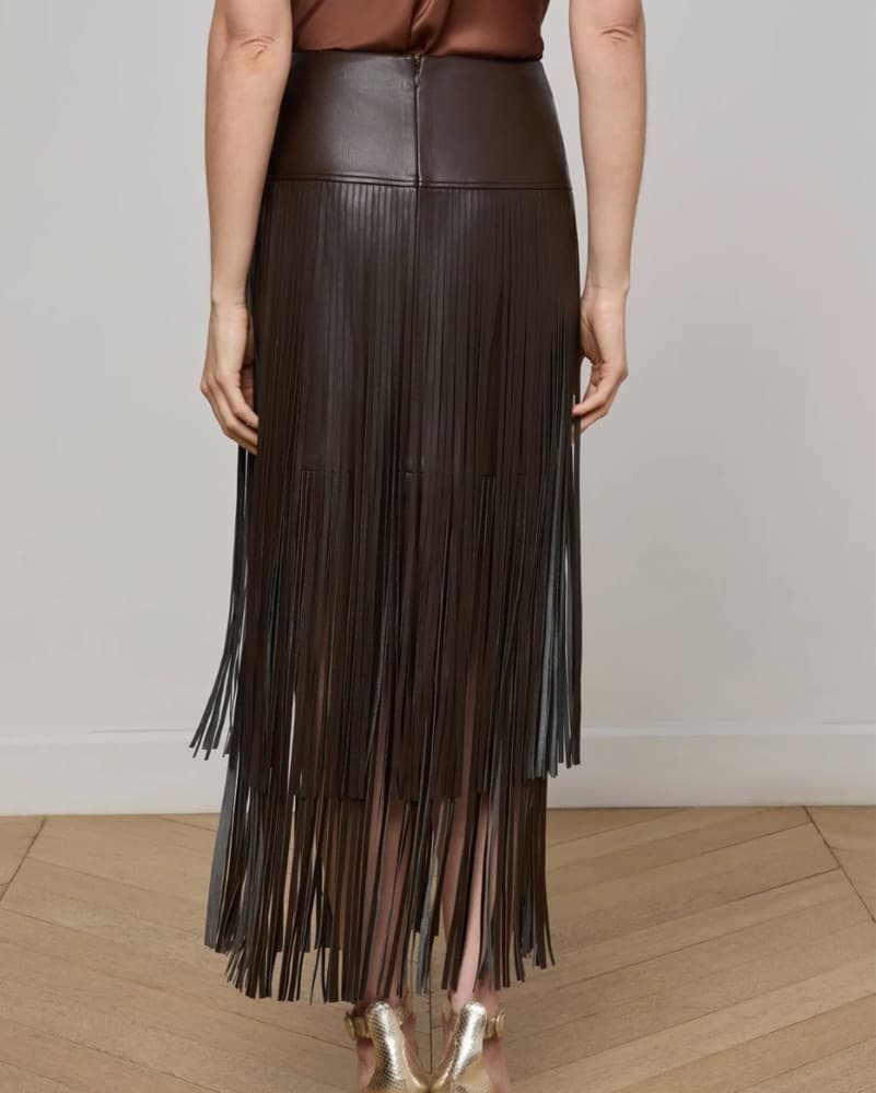 L’agence Karolina Fringe Skirt Brown - Image 3