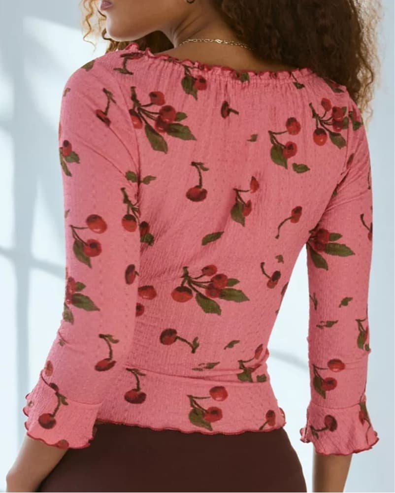 Kimchi Blue Cherry Ruffle Blouse - Image 4