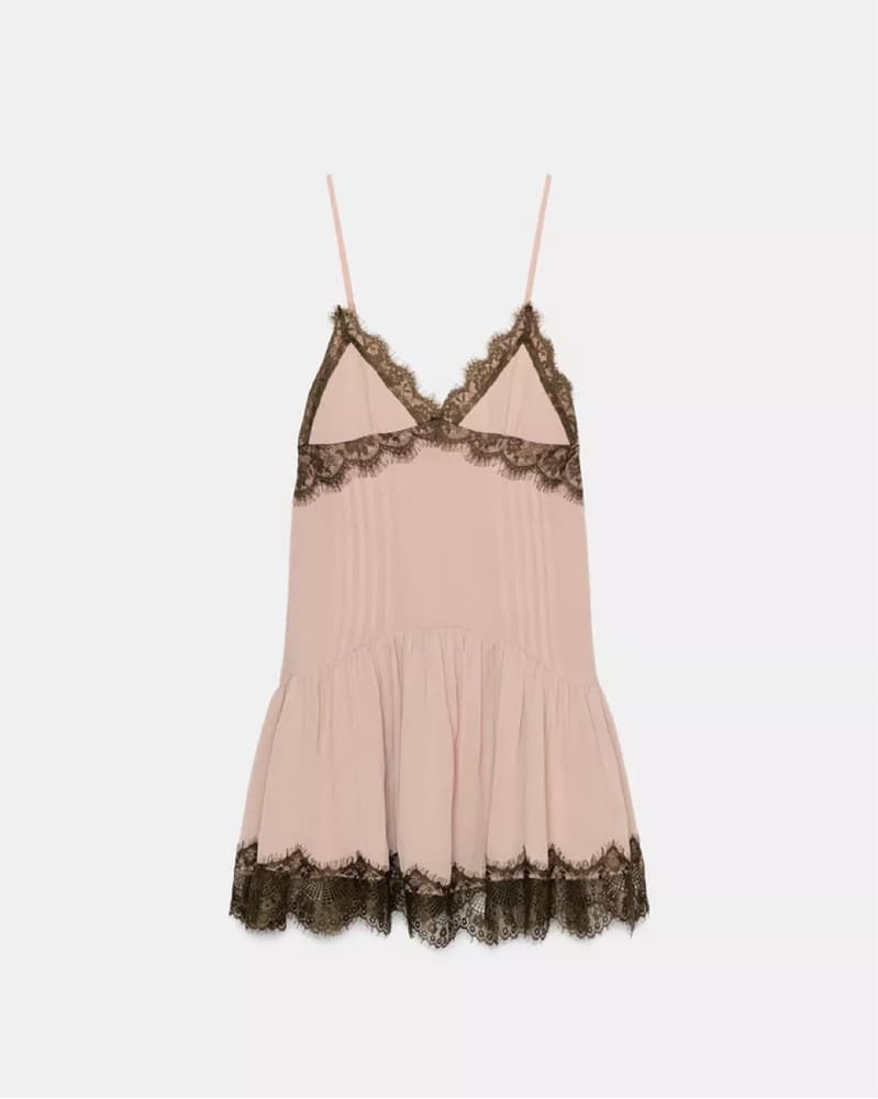 Zara Pink And Brown Lace Mini Dress - Image 1