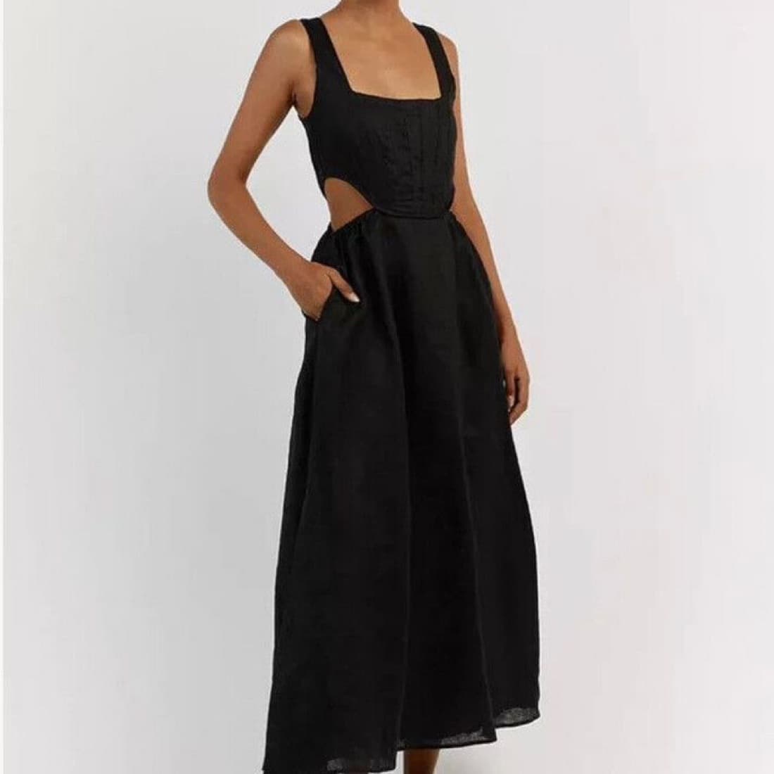 Dissh Corset Linen Midi Dress Sz 2 - Image 3