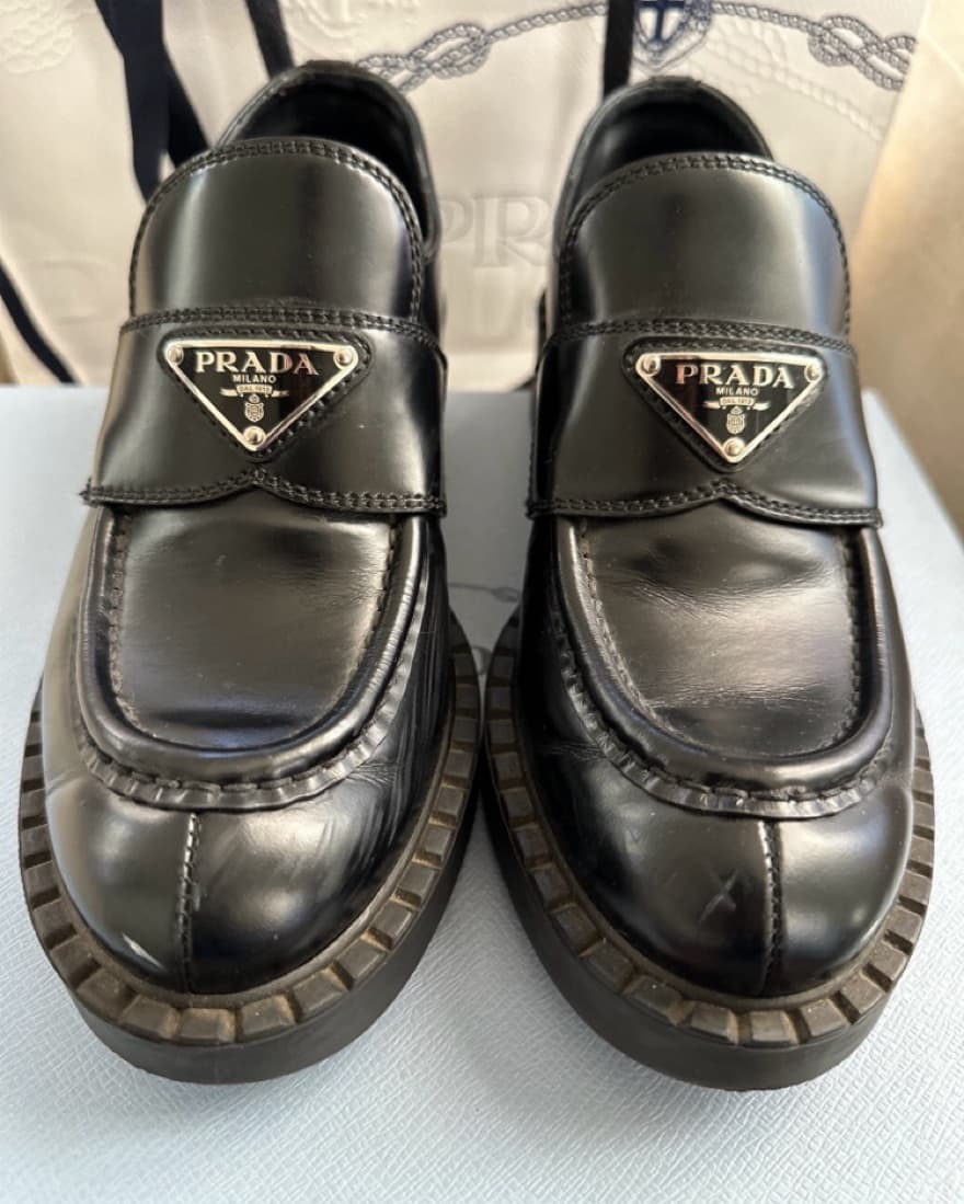 Prada Brushed Leather Loafers - Image 5