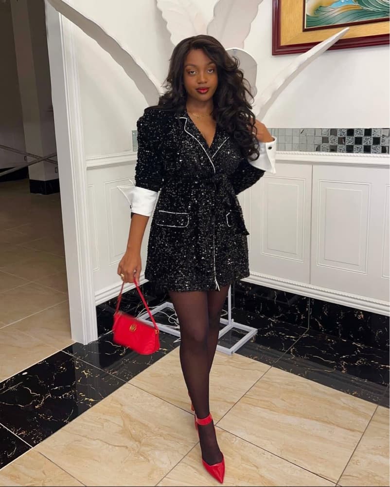 Raven Sequin Blazer Dress In Onyx - Image 6