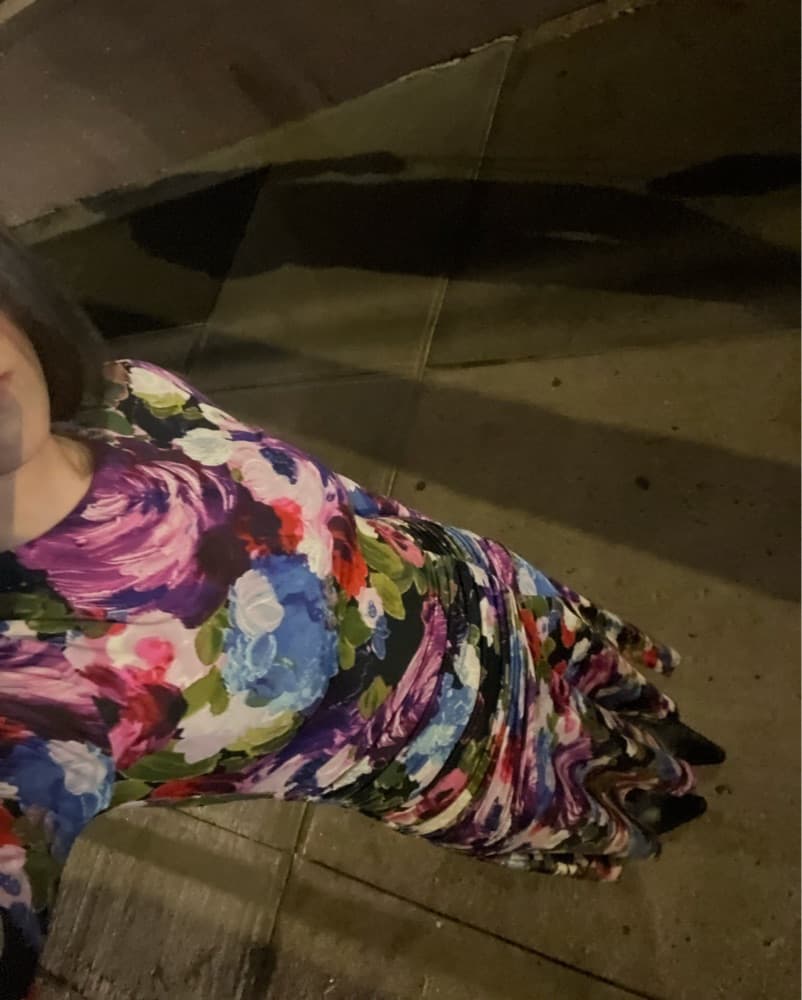 Long Sleeve Aqua Floral Midi Dress - Image 2
