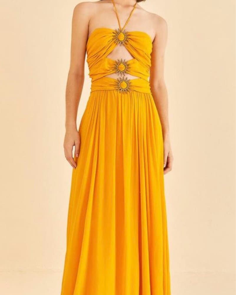 Farm Rio Gold Sun Dress - Image 3