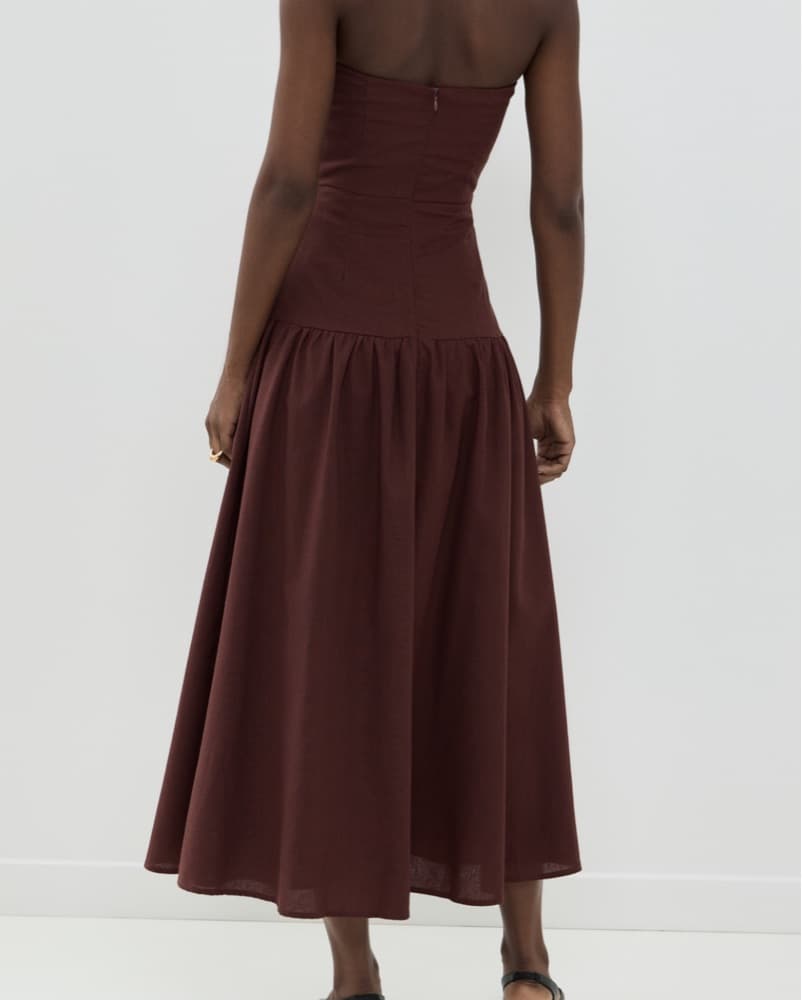 Brown Strapless Drop Waist Long Dresss - Image 5