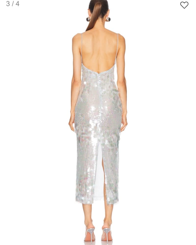 Sparkly Silver Sequin Midi Dress - Image 3