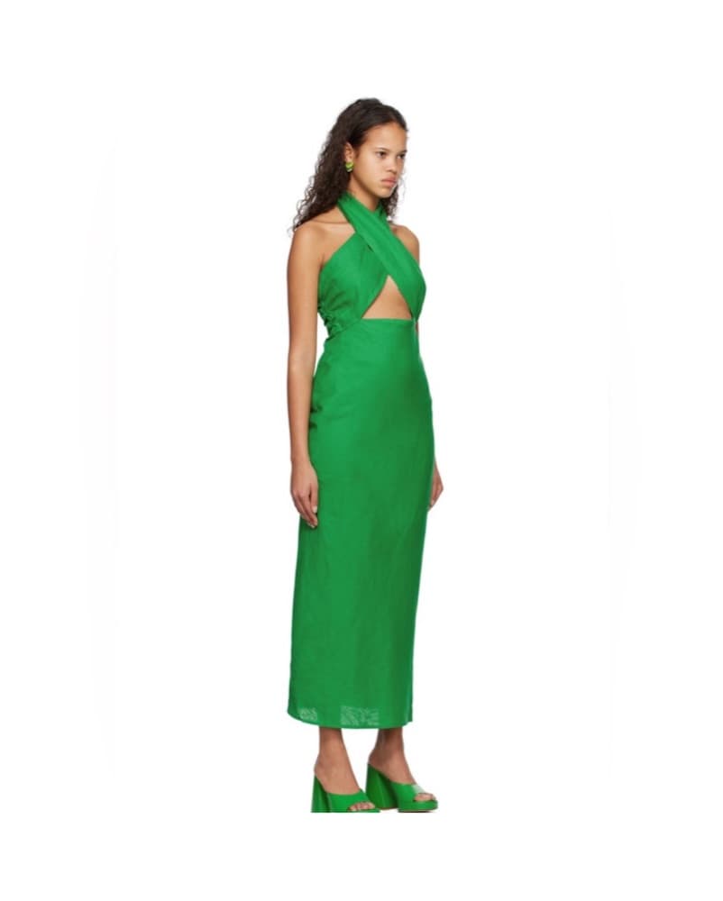 simon miller green long linen dress - Image 3