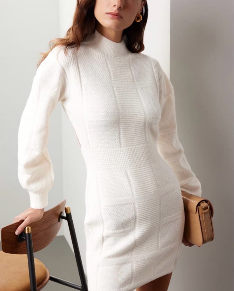 Chic Ribbed Openback Sweater Dress - Image 1