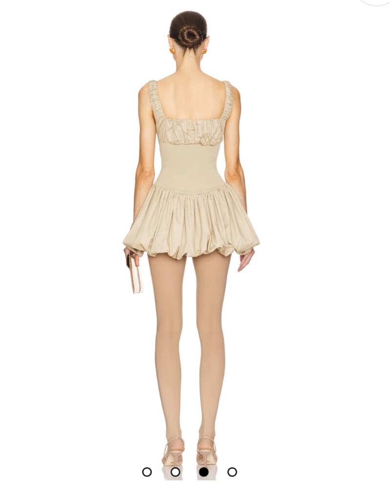 Helsa- Rib Mix Puffy Mini Dress In Khaki - Image 4