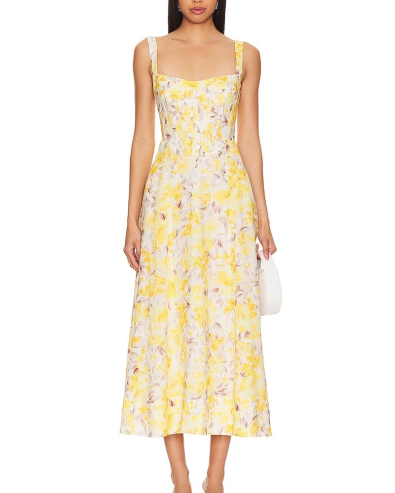 Yellow Bardot Floral Sundress Corset - Image 1