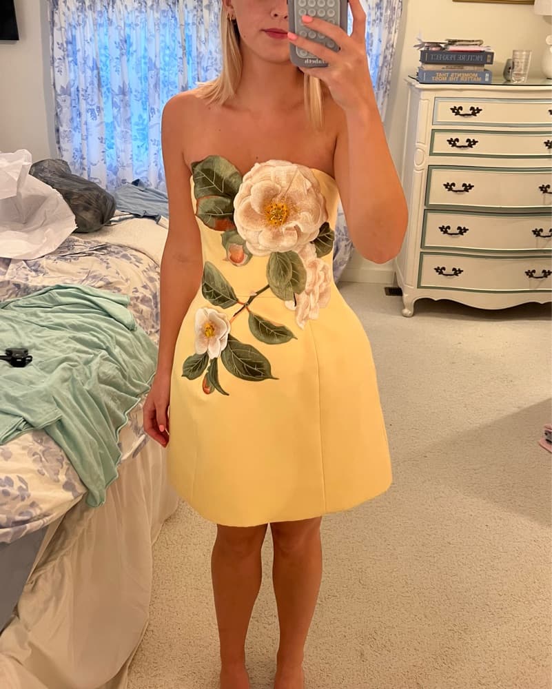Leo Lin Floral Yellow Mini Dress - Image 4