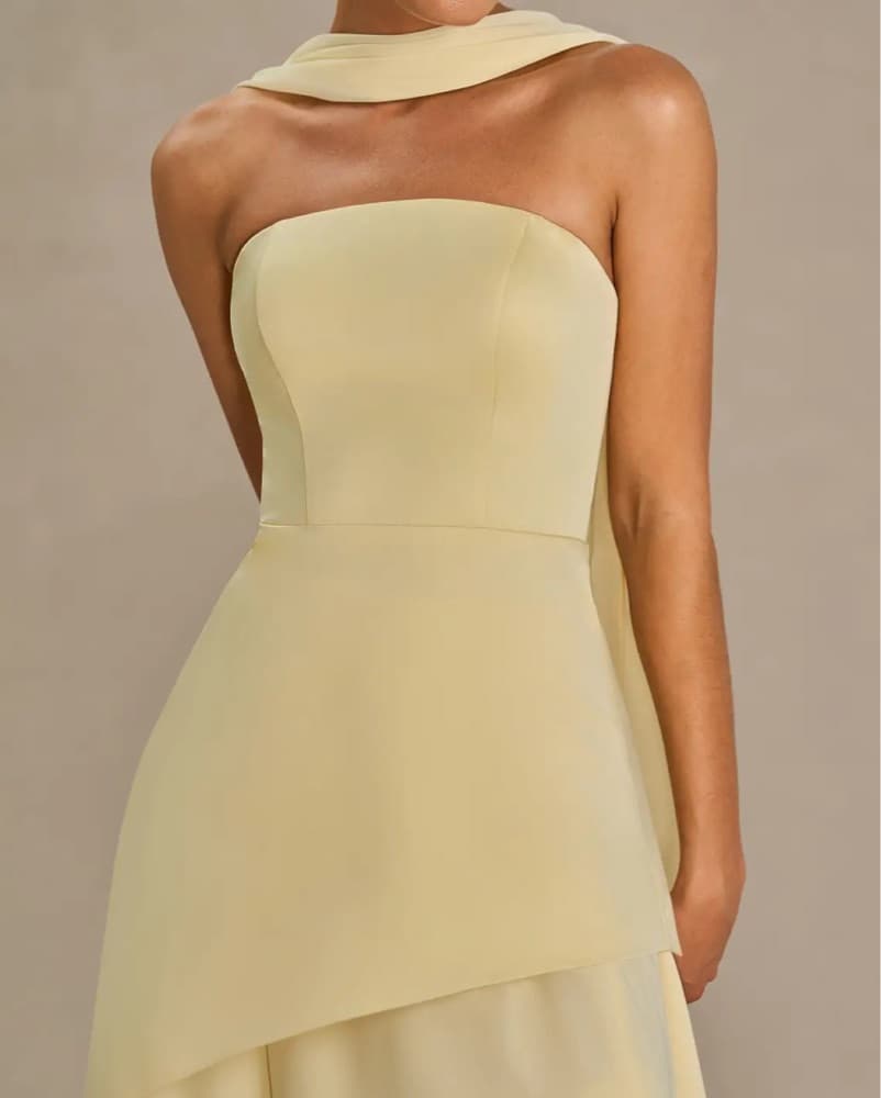 Butter Yellow Drop Waist Formal Dress - Image 6