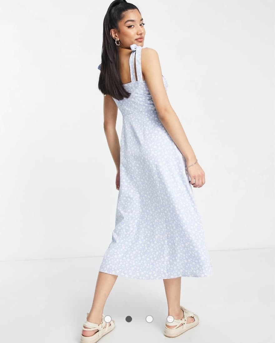 Floral Blue ASOS Sundress With Ties  - Image 2