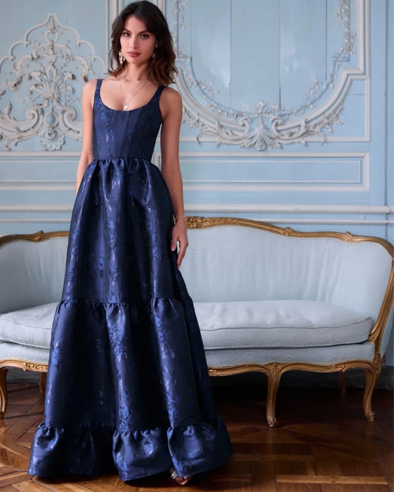 V. Chapman Avery Dress Navy Baroque - Image 2