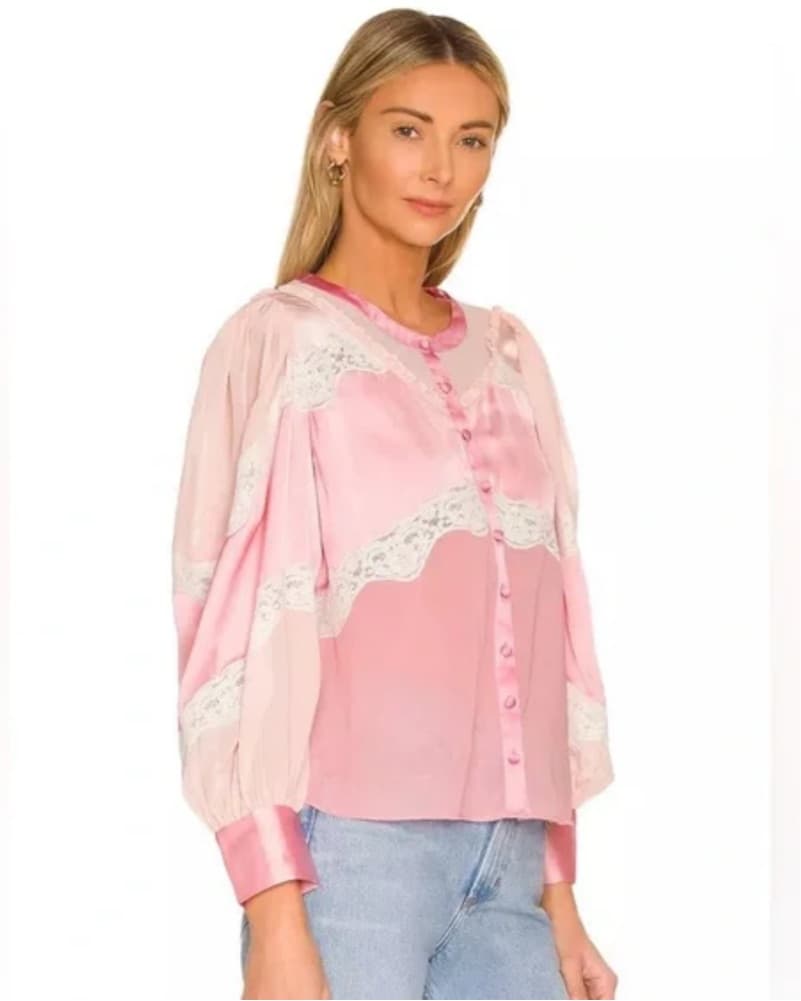 Pink Silk and Lace Loveshackfancy Top - Image 2