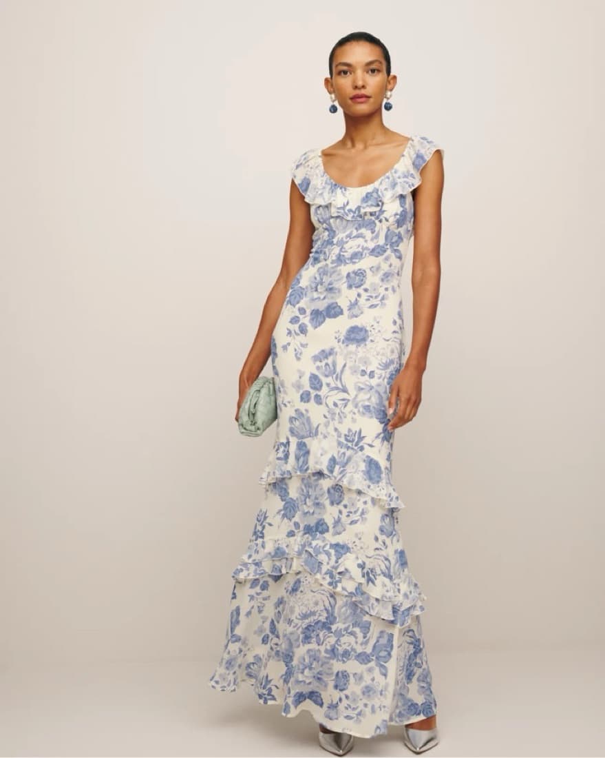 Blue Floral Reformation Dress - Image 3