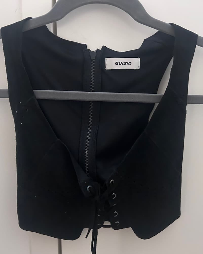 Danielle Guizio Suede Corset lace up top - Image 1