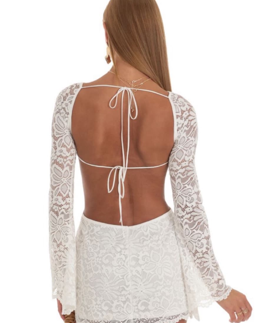 Arizona Lace Long Sleeve Dress in White  - Image 2