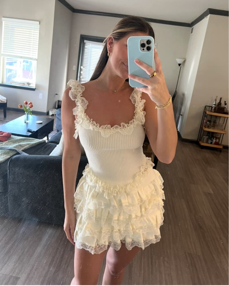 Meshki Cream Lace Ruffle Set - Image 3