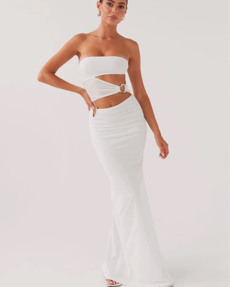 Sleek White Cutout Maxi Dress - Image 1